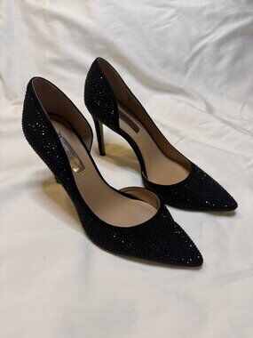 INC International Concepts Black Rhinestone D'Orsay Pointed Pumps Size 6.5 M